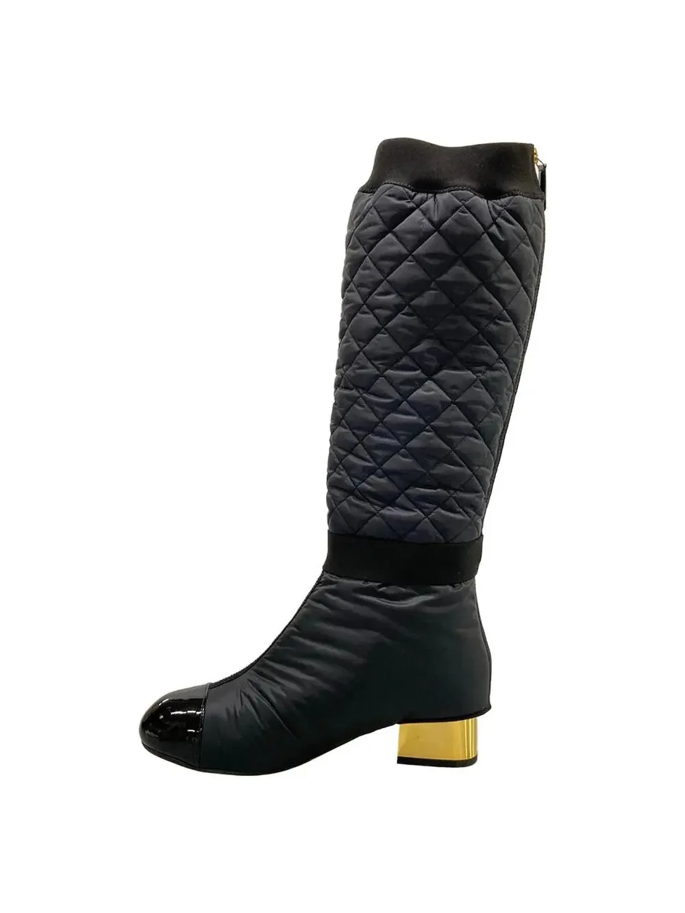 Chanel Black Gold Nylon Lambskin Patent #285679C13B